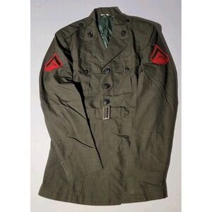 Vintage 70s USMC Alphas Green Military‎ Dress Uniform Jacket Lance Corporal 38L